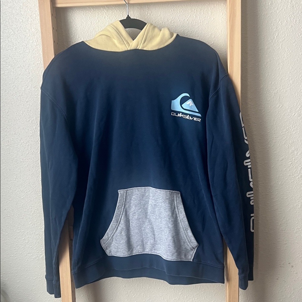Quiksilver Navy and Cream Hoodie